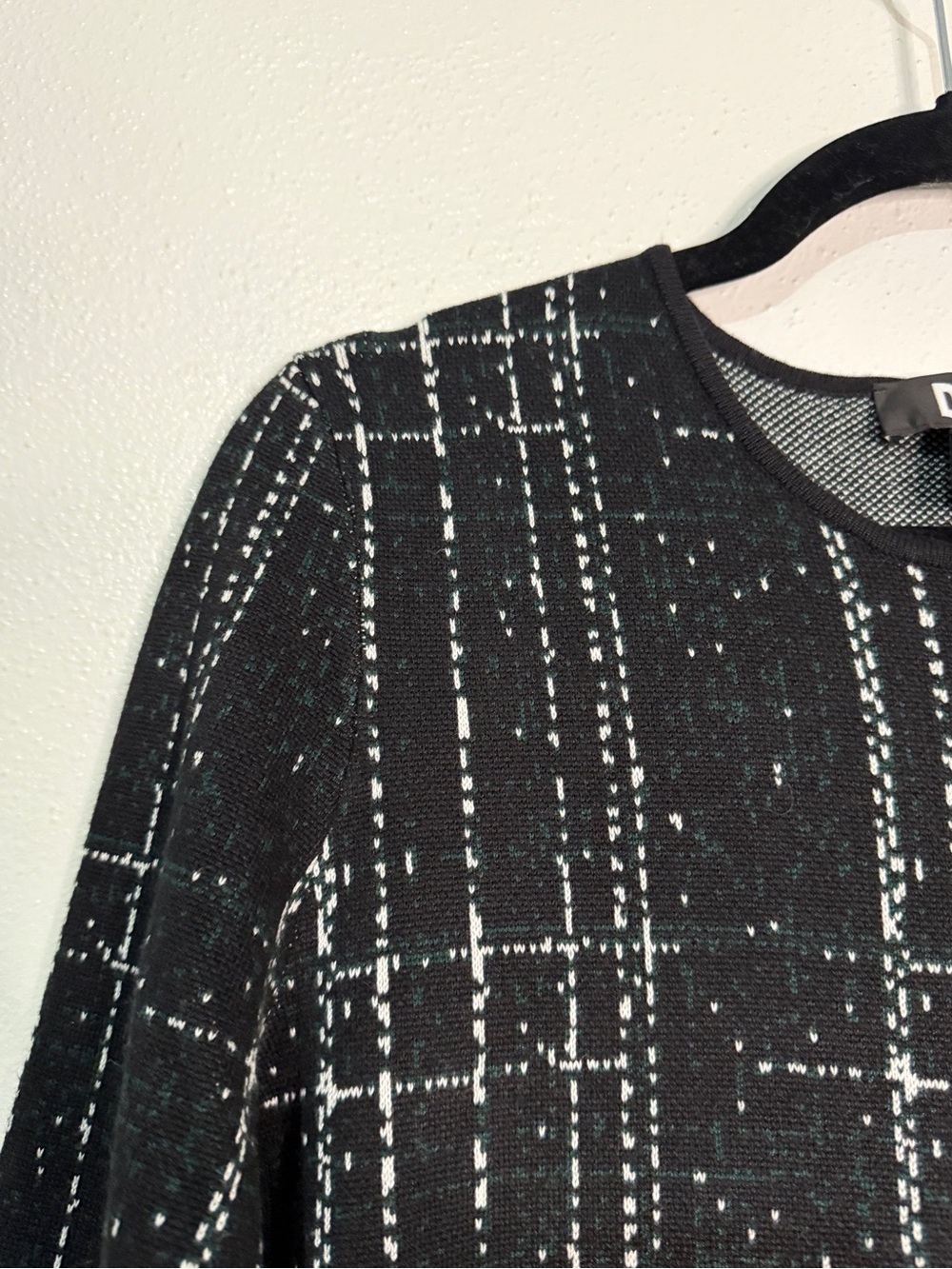 DKNY Black Plaid Knit Sheath Dress. Sz M. NWT. - Picture 4 of 12
